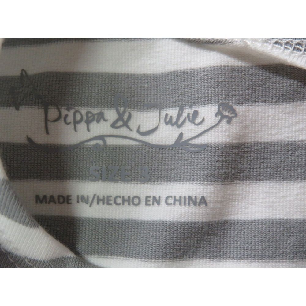 Girls Pippa And &‎ Julie Dress Size 3 Gray White Striped Formal Wedding Dressy